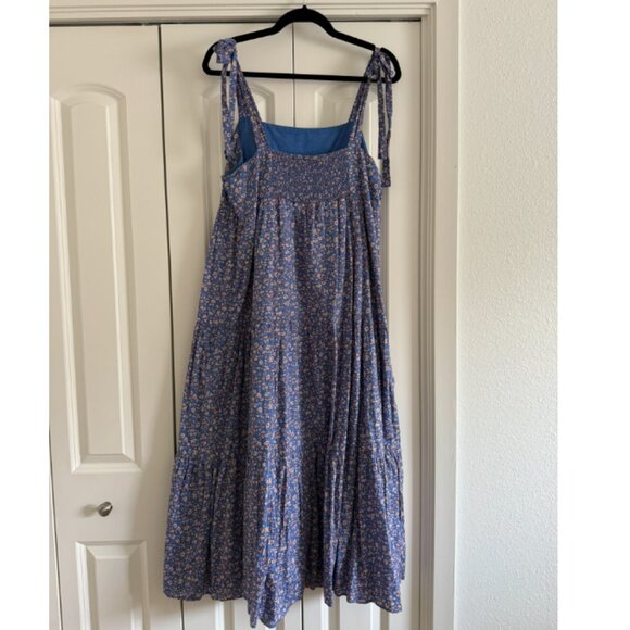 Madewell Tie-Strap Tiered Midi Dress in Summer Vines print- Sz L - Picture 6 of 7